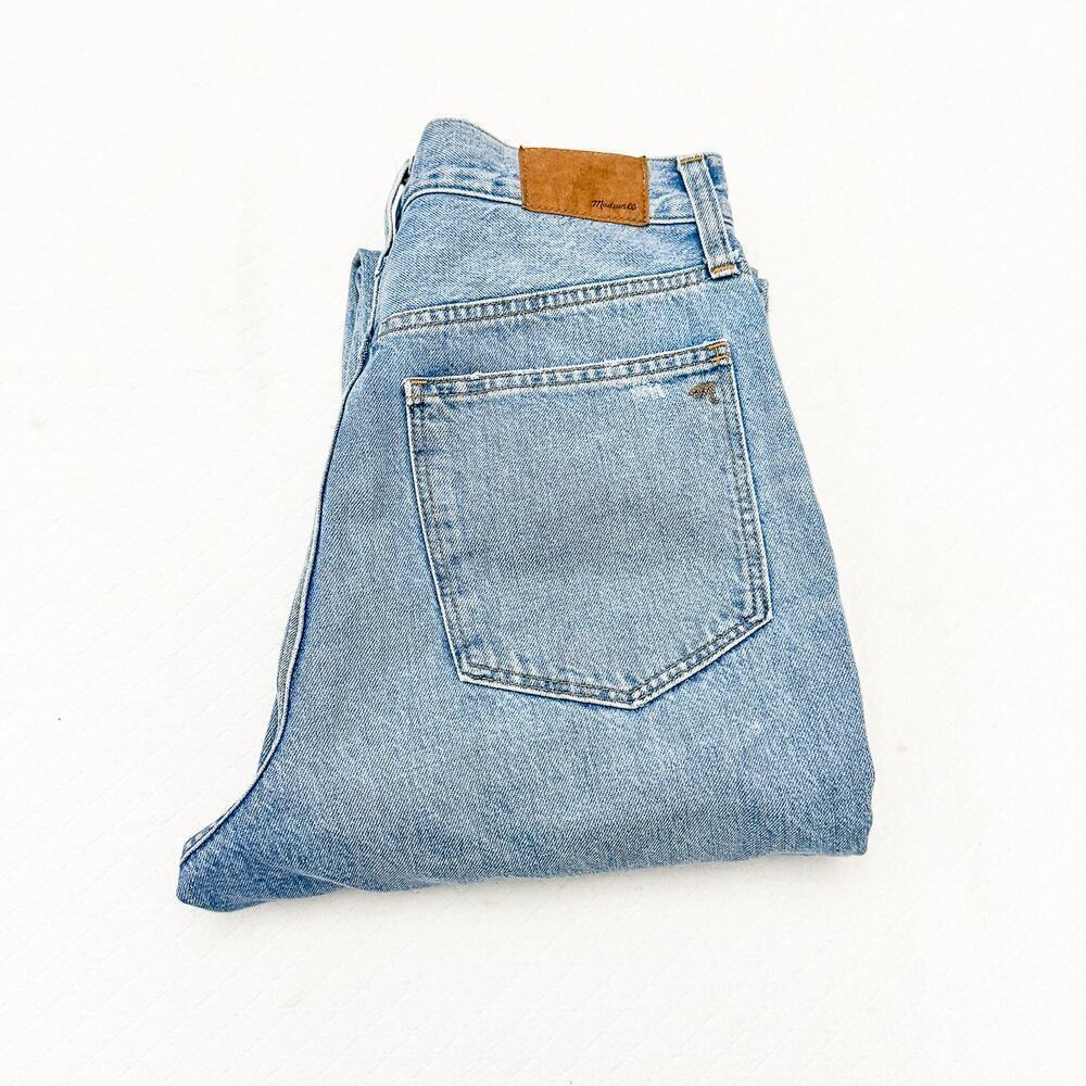 Madewell The Perfect Vintage Straight Jean Ripped Light Wash Denim Size 27